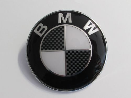 SIZE 83mm BLACK CARBON and WHITE HOOD / TRUNK EMBLEM FOR BMW