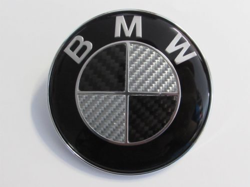 SIZE 83mm BLACK and WHITE CARBON HOOD/TRUNK EMBLEM FOR BMW