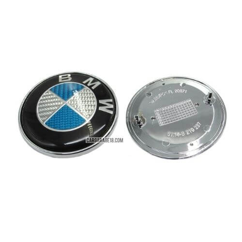 SIZE 74mm BLUE and WHITE CARBON TRUNK EMBLEM FOR BMW