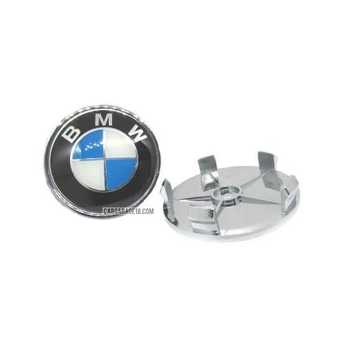 SIZE 68mm BLUE CHROME WHEEL CENTER CAP FOR BMW