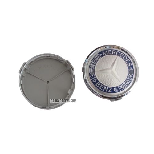 SIZE 75mm BLUE CHROME WHEEL CENTER CAP FOR MERCEDES BENZ