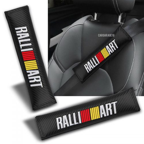 BLACK CARBON RALLIART LOGO SEAT BELT COVER FOR MITSUBISHI