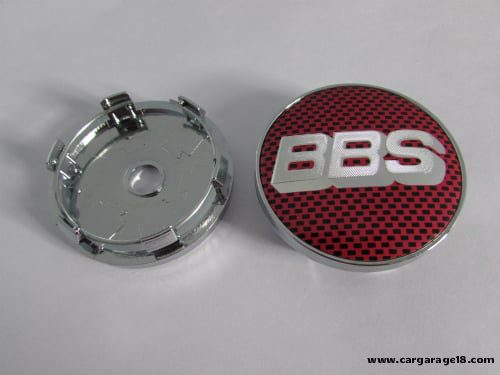 SIZE 60mm RED WHITE CARBON BBS LOGO WHEEL CENTER CAP