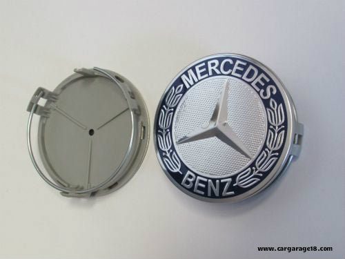 SIZE 75mm CHROME BLUE WHEEL CENTER CAP FOR MERCEDES BENZ