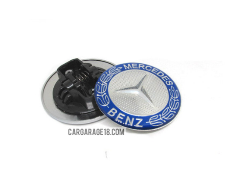 SIZE 55mm CHROME BLUE WITH EPOXY HOOD EMBLEM FOR MERCEDES BENZ