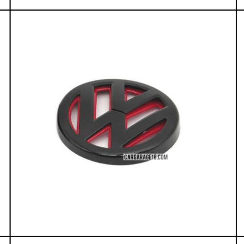 SIZE 11.2cm GLOSSY BLACK RED VOLKSWAGEN LOGO EMBLEM