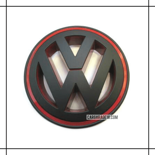 SIZE 15cm MATTE BLACK WITH RED LINE VOLKSWAGEN LOGO EMBLEM