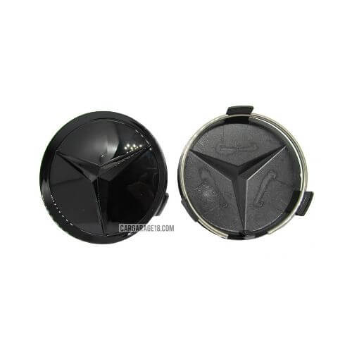 FULL GLOSSY BLACK MERCEDES BENZ WHEEL CENTER CAP SIZE 75mm