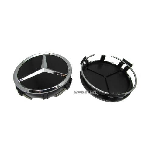 GLOSSY BLACK CHROME MERCEDES BENZ WHEEL CENTER CAP SIZE 75mm