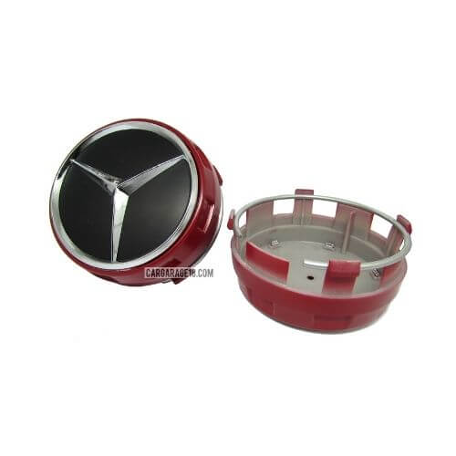 BLACK CHROME RED WHEEL CENTER CAP FOR BENZ SIZE 75mm (CUP MODEL)