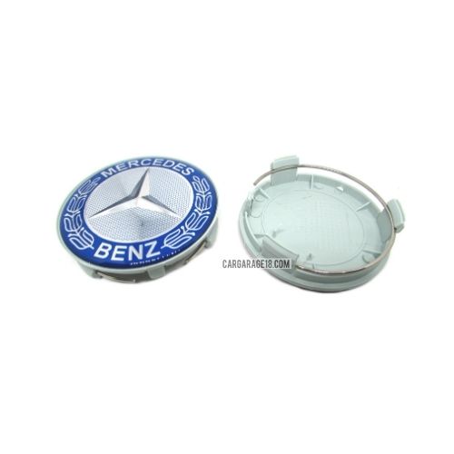 BLUE MERCEDES BENZ WHEEL CENTER CAP WITH EPOXY SIZE 75mm